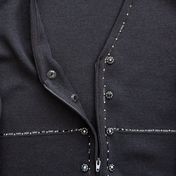 St John Evening by Marie Gray Wool Blend Knit Black Full Zip Cardigan, Size 4 - Picture 7 of 11